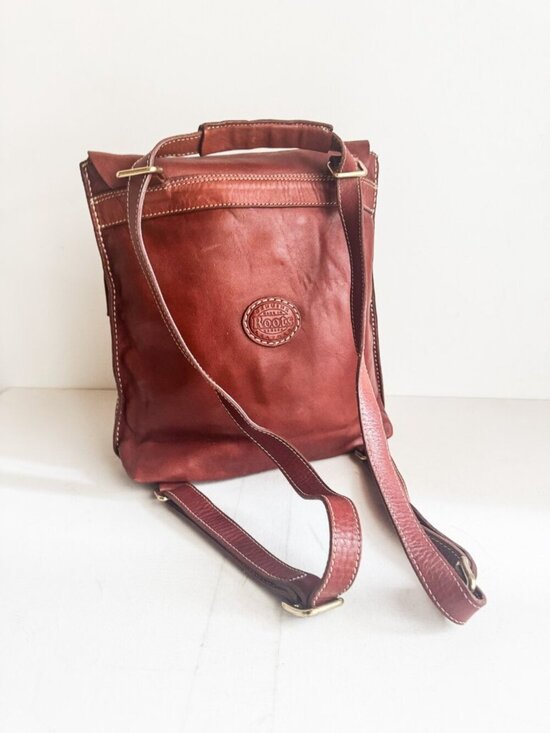 Roots Backpack Brown Leather Satchel Messenger Bag Horween Unisex main image 5